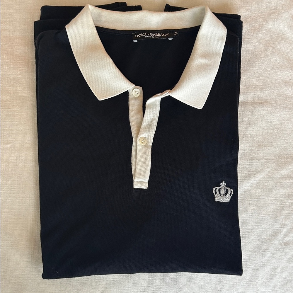 Dolce & Gabbana Men's Polo Shirt in Black and Cream